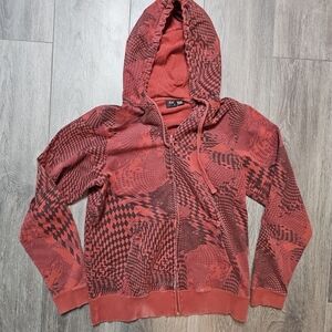 Oakley Zip Up Hoodie Red Black Sz Medium Y2k
